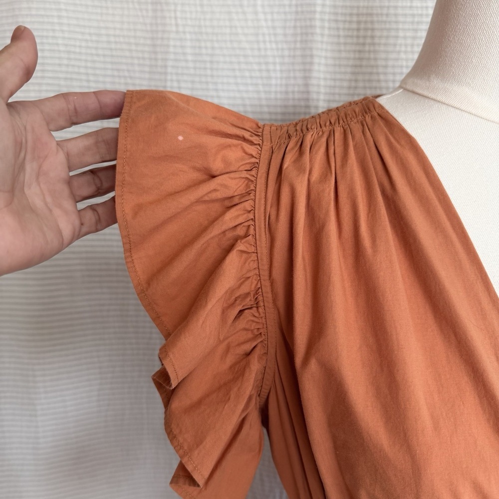 Ulla Johnson Tiered Ruffle Button Down Sena Mini Dress Sz 4 In Clay Terracota - Picture 6 of 14